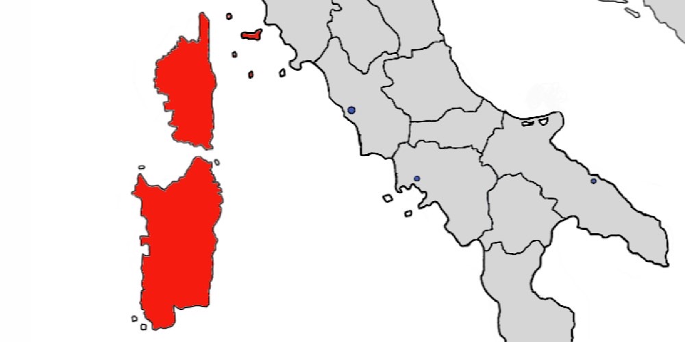 Distribuzione della specie Hyla sarda.