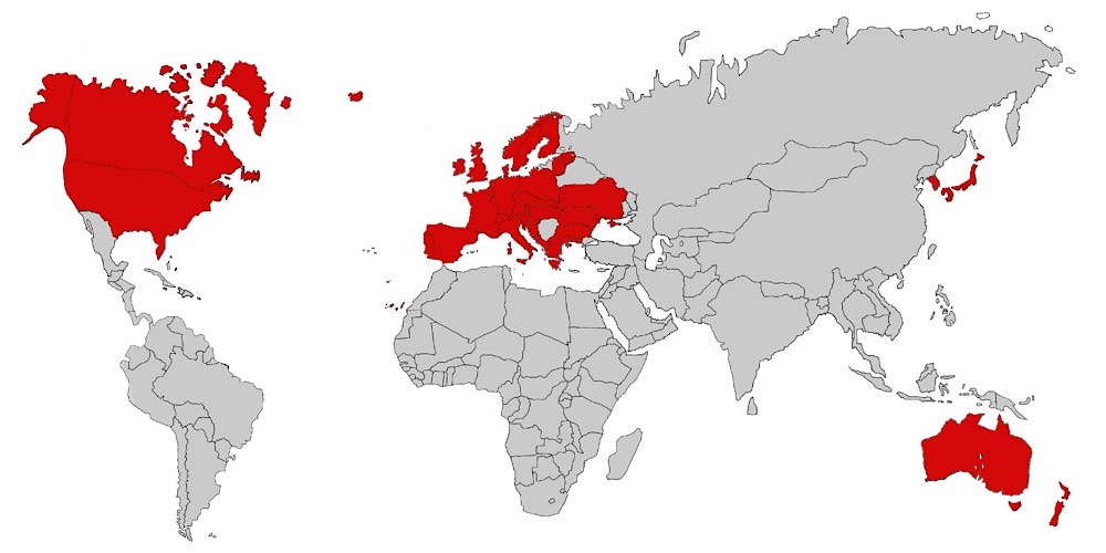 Mappa del OCCIDENTE nel 2025
