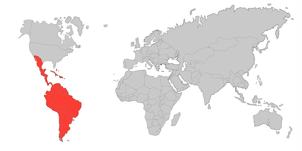 Mappa del SUD AMERICA nel 2025